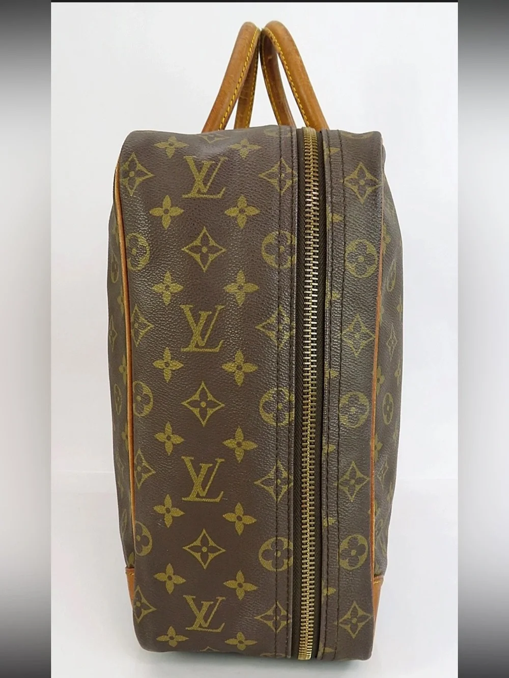 Louis Vuitton Brown Monogram Canvas Briefcase with Tan Trim
